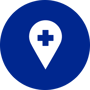 Map pin with plus sign icon