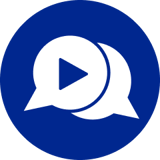 icon with play button over talk bubbles